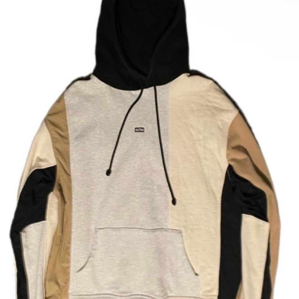 Kith Men's Colorblock Hooded Sweatshirt M in Black, Beige, Cream